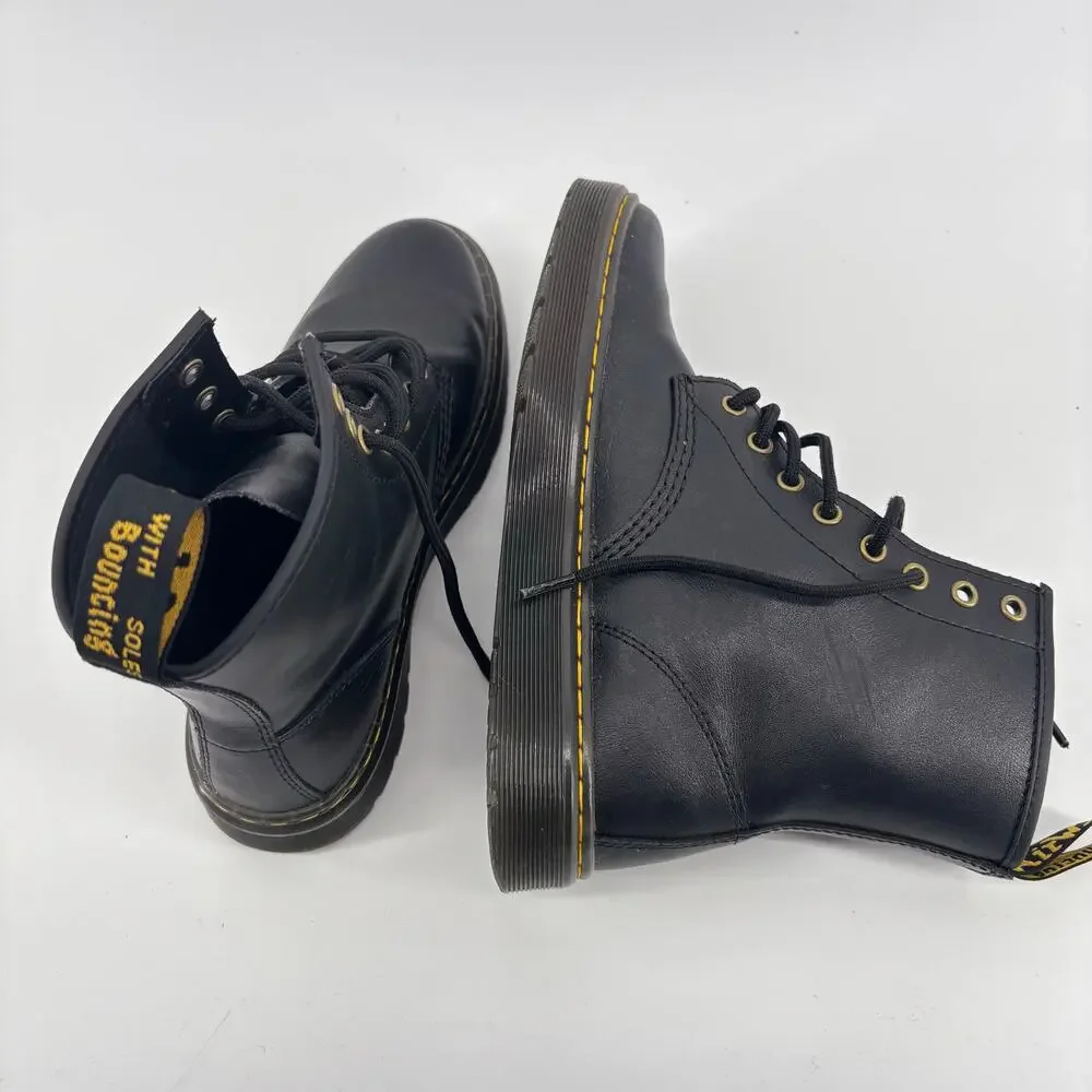 Doc Martens Zavala Black Leather Platform Combat Boots M7 W8 Goth Grunge